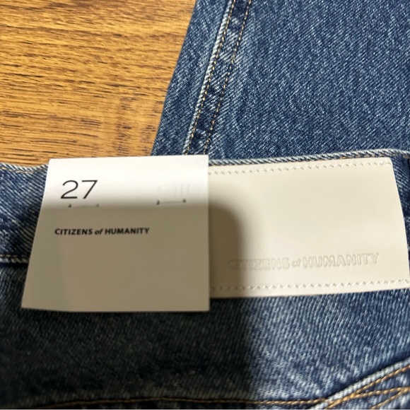 Citizens Of Humanity Dark Blue Bisou Crop raw hem mid rise wide leg Jeans 27 NWT - Picture 9 of 15